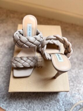 Steve Madden Braided Double-Strap Heeled Sandal - Taupe